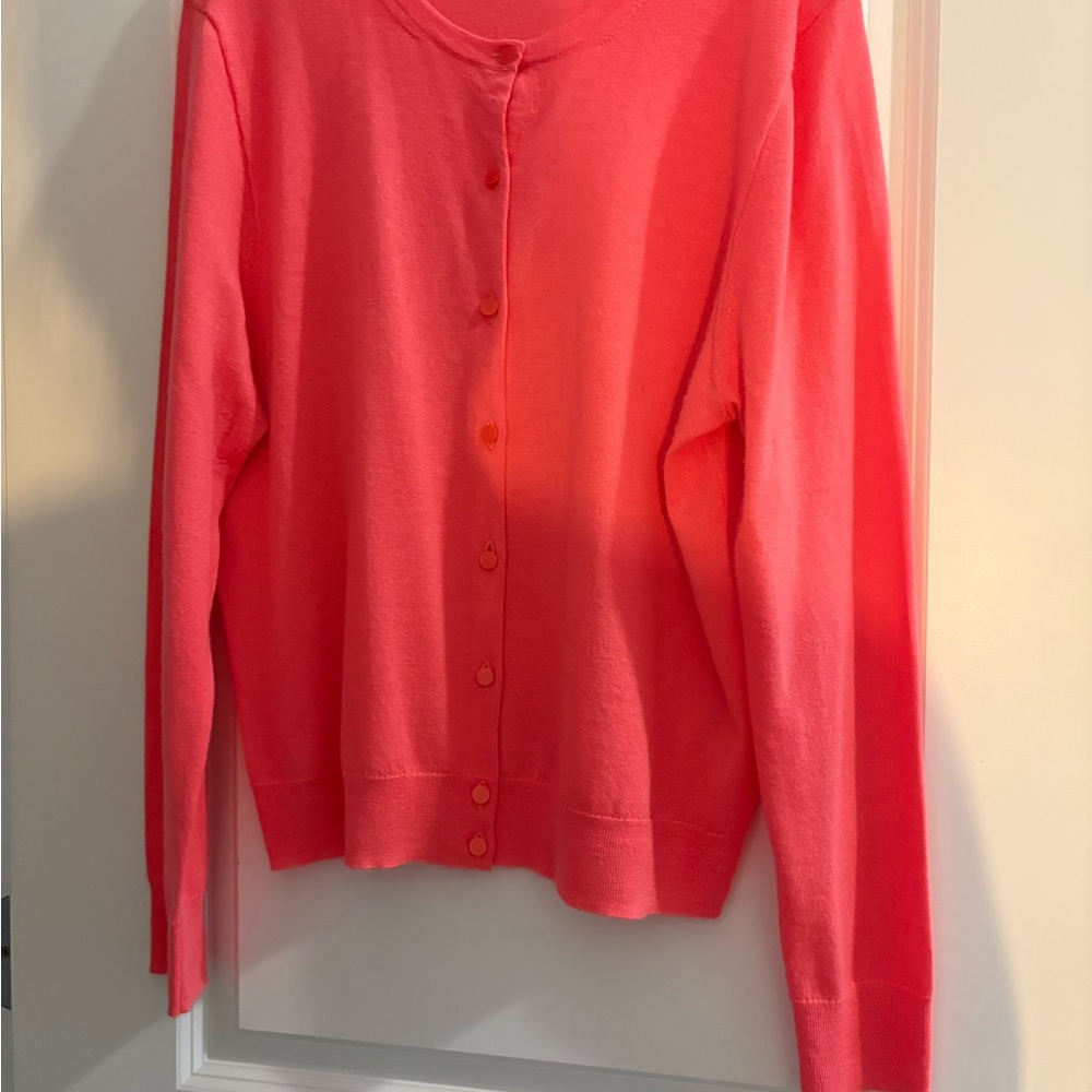 J. Crew Coral Cashmere Cardigan Sweater